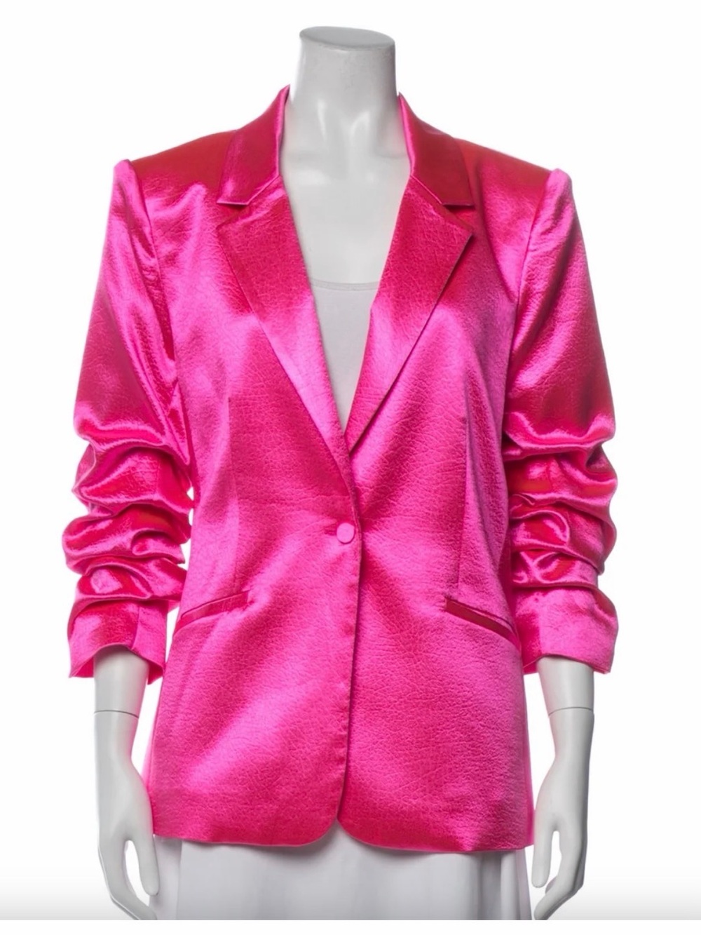 Cinq à Sept Pink Dahlia Chenille Velvet Ruched Sleeve Blazer Size 6 NWT $495